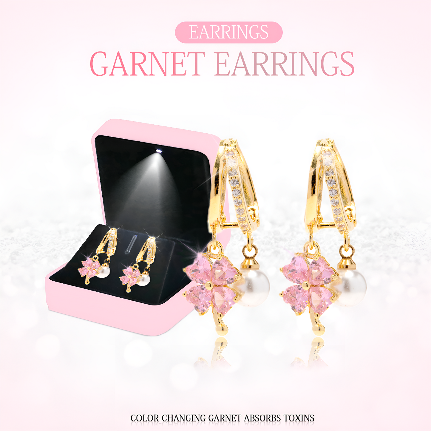 (🔥 Last Day Sale - 80% Off) CZTICLE Toxin Absorbing Color-Changing Garnet Titanium Alloy Ion Lymphatic Magnetic Therapy Earrings🌵