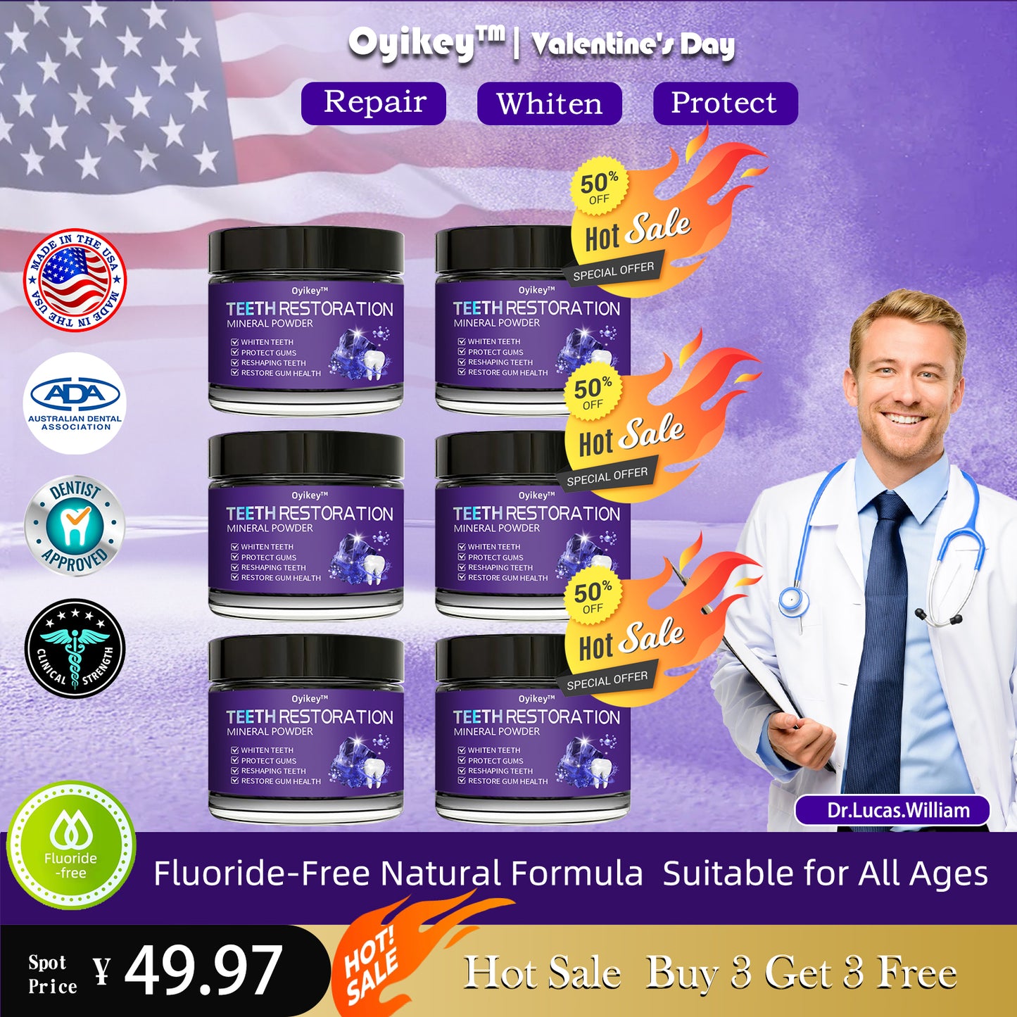 【A must-have for dental phobia】Oyikey™Tooth Repair Mineral Powder 👨⚕️ Recommended by the American Dental Association (effectively repairs cavities, gum issues, tooth sensitivity, mouth ulcers, yellowing teeth, and improves oral health)
