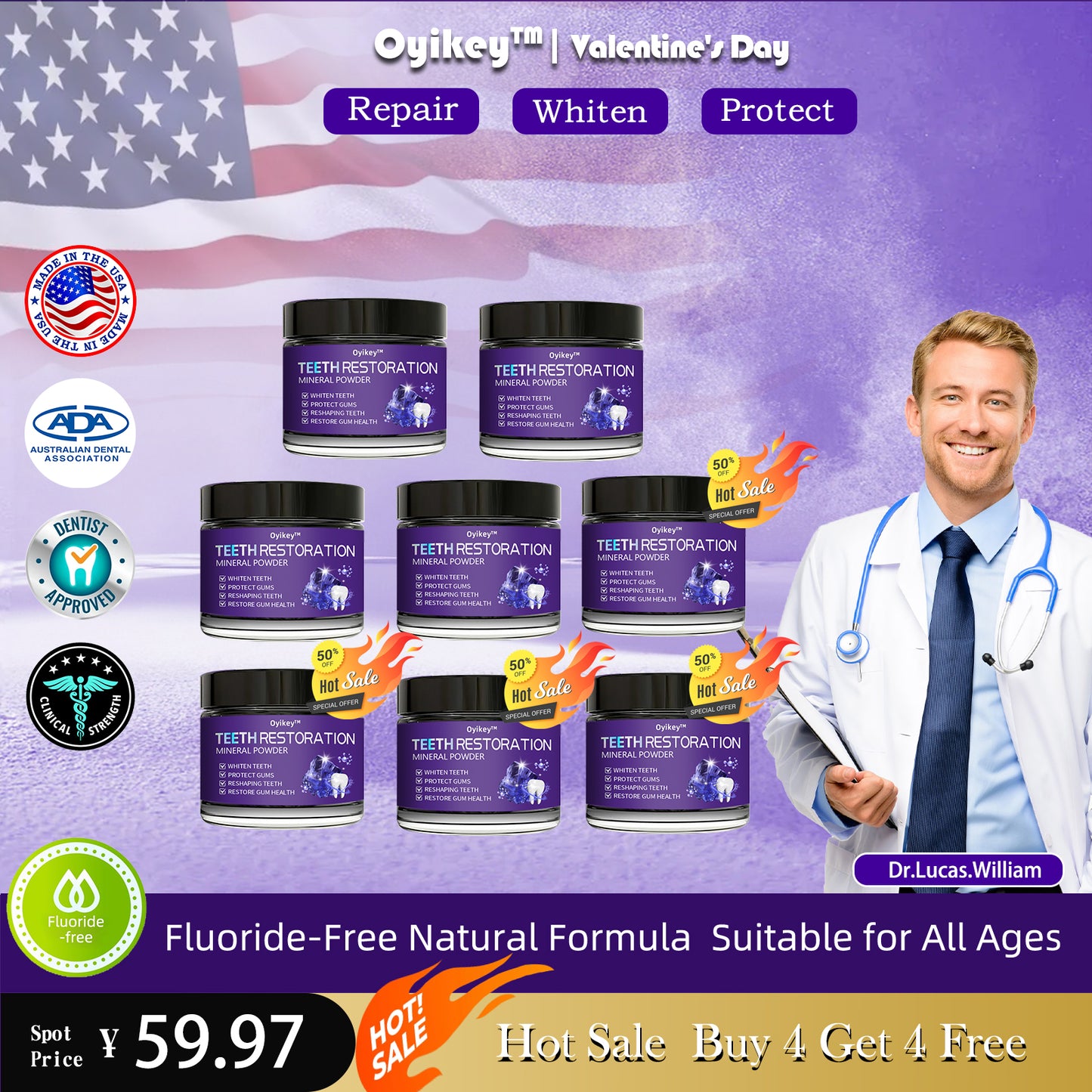 【A must-have for dental phobia】Oyikey™Tooth Repair Mineral Powder 👨⚕️ Recommended by the American Dental Association (effectively repairs cavities, gum issues, tooth sensitivity, mouth ulcers, yellowing teeth, and improves oral health)