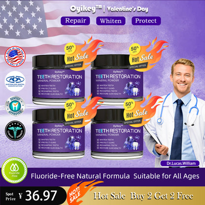 【A must-have for dental phobia】Oyikey™Tooth Repair Mineral Powder 👨‍⚕️ Recommended by the American Dental Association (effectively repairs cavities, gum issues, tooth sensitivity, mouth ulcers, yellowing teeth, and improves oral health)